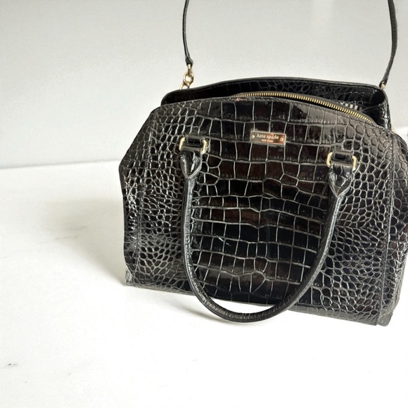 kate spade Handbags - Kate Spade Black Crocodile-Embossed Satchel